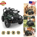 12V Electric Truck | Three Speed Options | Remote Operation | Illuminated LED Lights | Olive Green
