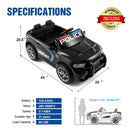 12V Electric Police Car for Kids with Dual Speed, LED Lights, Remote Control, Music, and Horn
