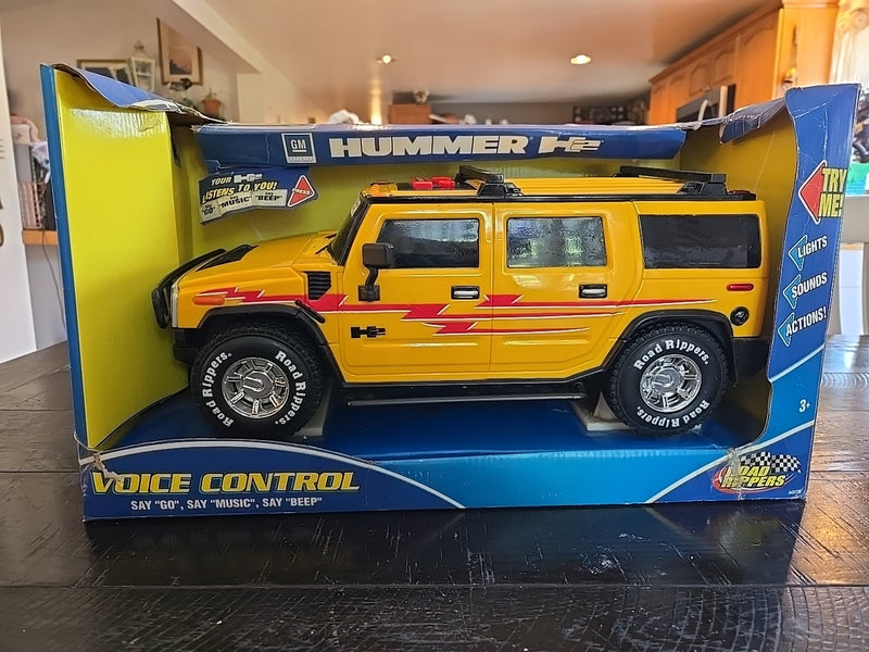 Yellow 2004 Hummer H2 Road Ripper Toy with Voice, Lights, and Horns - Fully Functional