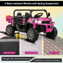 Pink 12V Ride-On UTV Dump Truck with Electric Dump Bed, Remote Control, and Shovel for Two Kids