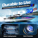 Jogpun H138 Blue RC Boat - 30KMH Speed, Waterproof, 7 LED Light Modes, Self-Righting, 20 Minutes Playtime