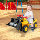 Ride-On Excavator for Kids with Realistic Sounds, Large Bucket, 3 Toy Stones, and Helmet