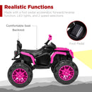 12V Pink Kids' Ride-On ATV Quad Car with Bluetooth Audio and LED Lights 3.7mph