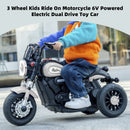 Gray 6V Electric Dual Drive 3-Wheel Ride-On Motorcycle for Kids