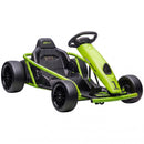 24V Kids Drift Go Kart, Green, with Speed Up to 8.1 MPH