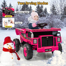 12V Remote Control Electric Dump Truck Toy for Kids in Rose Red