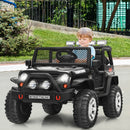 12V Black Electric Ride-On Truck for Kids with Remote Control, Lights, and Music