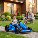 Qaba Blue 24V Electric Drift Go Kart for Kids with Dual Motors