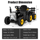 12V Children’s Ride-On Tractor with Trailer and Remote Control - Black