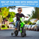 12V Children's Motorcycle, 2X25W Electric Ride-On Bike with Safety Training Wheels