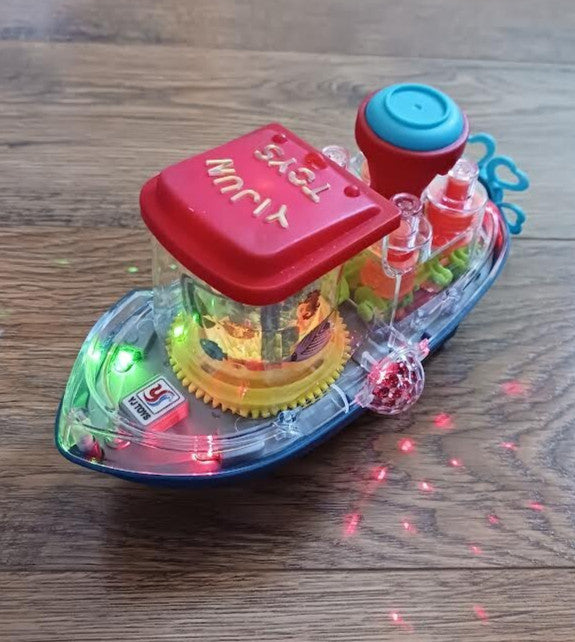 Plastic Bump N Go Tugboat Toy with Lights, Movement, and Music