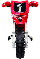 Honda CRF250R 6V Red Ride-On Dirt Bike with Training Wheels and Music for Ages 3-8