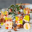 Maple Leaf Battery-Powered Flameless Candles in Red Glass for Fall Decor