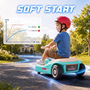 Qaba Light Blue Electric Wiggle Car with Adjustable Steering Wheel and Pull Handle