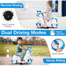 Costzon 12V Blue and White Ride-On Pony with Training Wheels