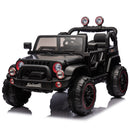 Black 24V Two-Seater Electric Ride-On Toy Truck for Kids with Bluetooth and LED Lights
