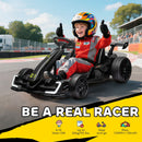 24V Electric Go Kart with Adjustable Seat and Gradual Acceleration, Black