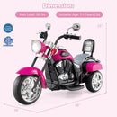Charming 6V Kids' Chopper Motorcycle with Horn & Headlight in Rose Red