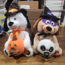 Set of 2 New Singing Animated Plush Puppy Dogs with Halloween Pumpkin Theme