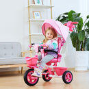 JMMD 7-in-1 Pink Toddler Tricycle with Push Handle for Ages 1-5