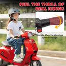 24V Electric Motorcycle for Kids with 3 Speeds, Rear Suspension, and LED Lights in Red