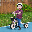 Adjustable Pink Tricycle for Toddlers with Basket and Bell, Ages 2-5