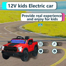 Red 12V Ride-On Car for Kids with Remote Control and 4-Wheel Shock Absorption, Ideal for Ages 3-6