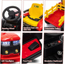 12V Electric Ride-On Tractor with Trailer for Kids - Remote Controlled 6-Wheel Vehicle