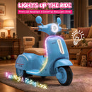 Blue 12V Electric Scooter for Kids 3-6 Years with Backrest and Bluetooth Music