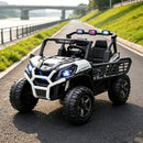White 24V Dual-Seater Kids Electric Vehicle with Remote Control and LED Illumination
