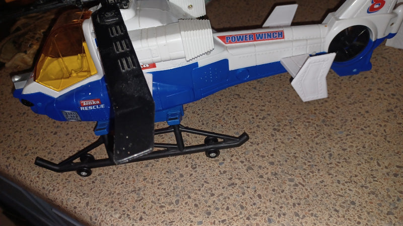 Working Blue Rescue Helicopter Toy with Power Winch, Sounds, and Lights