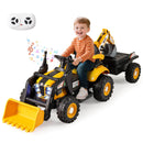 Multi-Function Ride-On Tractor, Excavator, Bulldozer with Trailer and Shovel Bucket for Kids