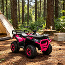 Pink 12V Kids ATV 4-Wheeler with 4 Spring Suspension and LED Lights