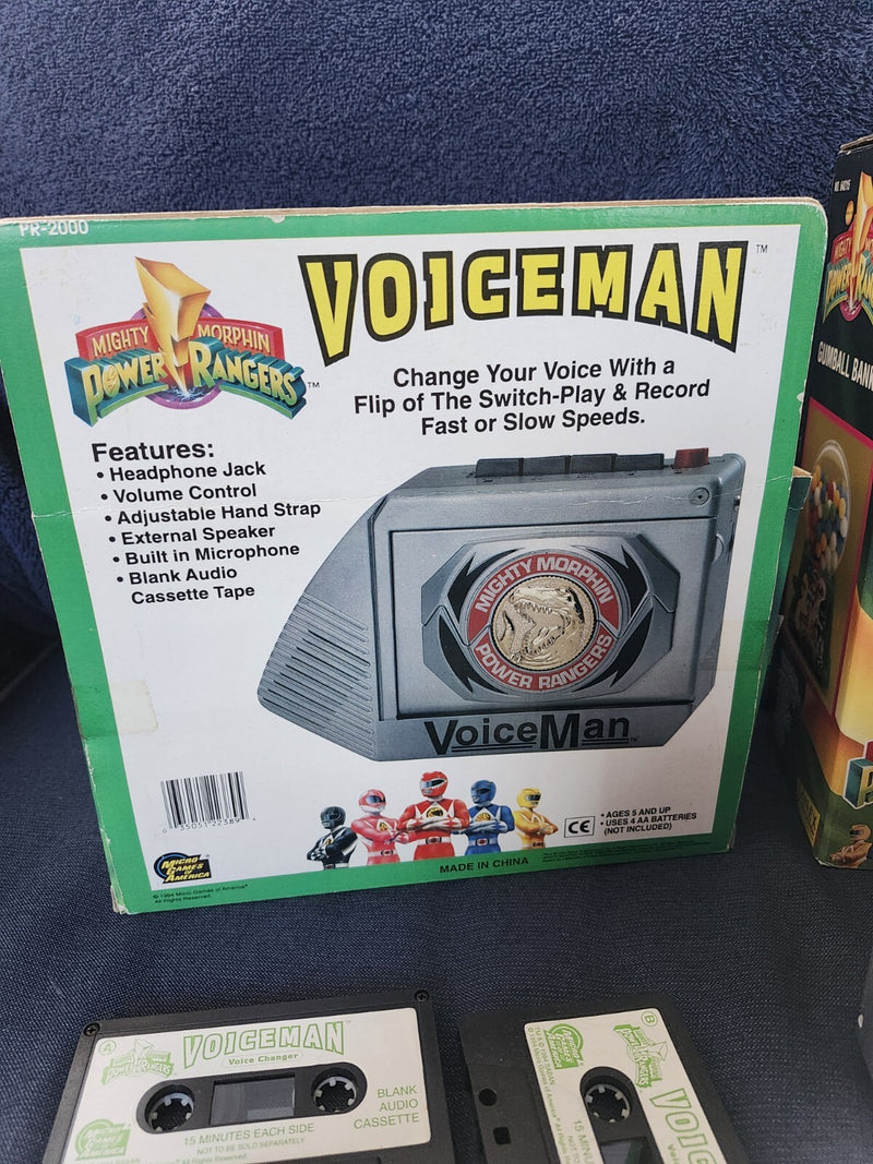 Working Mighty Morphin Power Rangers Voiceman Cassette and New Gumball Bank Toy