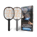 Dual Electric Fly Swatter Set in Black and Gray, Battery-Powered Bug Zapper