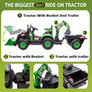 24V Children's Ride-On Tractor with Excavator, Dump Wagon, 3-Speed Settings, and Parental Control