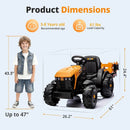 JCB 24V Kids Electric Ride-On Tractor with Remote Control Trailer - Yellow - 400W