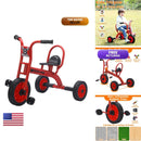 WOGDKS Kids Metal Tricycle with Airless Rubber Tires for Ages 3-6