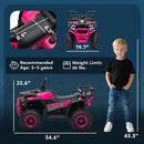 12V Pink Kids ATV with Spring Suspension and Storage Compartment