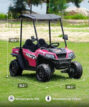 Hot Pink 24V Two-Seater Ride-On Car for Kids with Sun Shade and Dump Bed