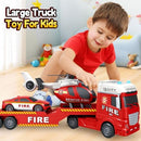 Racing Car and Helicopter Fire Truck Playset for Toddlers