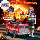 12V Electric Fire Truck Ride-On Car for Kids, Battery Operated Toddler Vehicle