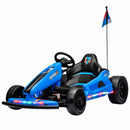 Qaba Blue 24V Electric Drift Go Kart for Kids with Dual Motors