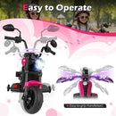 Child's Motorcycle with Headlight, Music, Training Wheels, and Foot Pedal