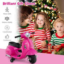 COSTWAY PINK 6V KIDS RIDE-ON MOTORCYCLE WITH TRAINING WHEELS, HEADLIGHT, AND HORN