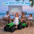 Joyracer 12V Green Bluetooth Remote Control Tractor Trailer Ride-On Car with LED Lights