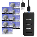 Fitinoch 8 Count Rechargeable 2032 Lithium 3V Coin Battery Set with Charger