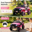 24V Dual-Seater Kids Electric Truck with Doors, Remote Control, Horn, and Music - Pink