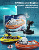 Yoyoom 1/72 Scale Remote Control Tugboat with LED Lights and Low Battery Alert for Pools and Lakes