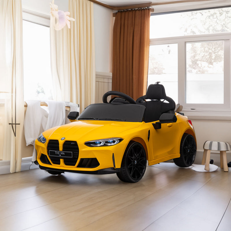 12V Yellow Kids Ride-On Toy Car with 2.4G Parent Remote Control and Three-Speed Settings